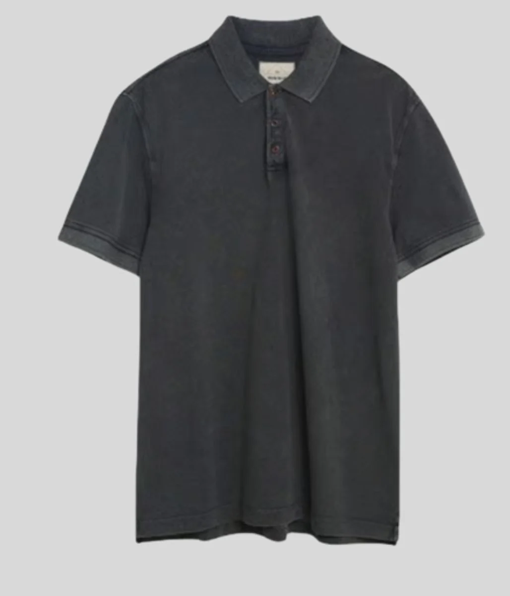 Mens Charcoal Cotton Polo Shirt - Image 2