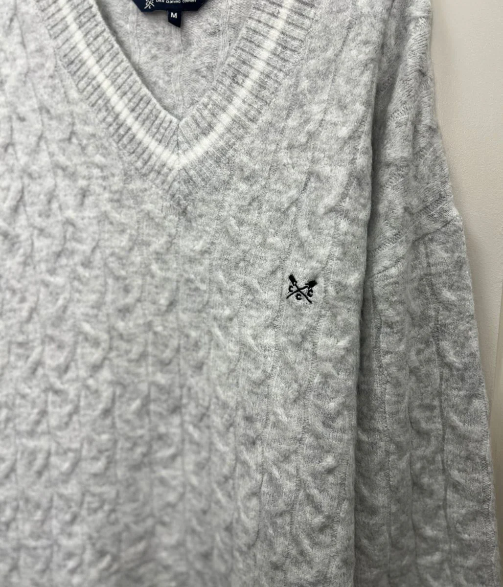 Grey V Neck Oversized Cricket Jumper - Image 4