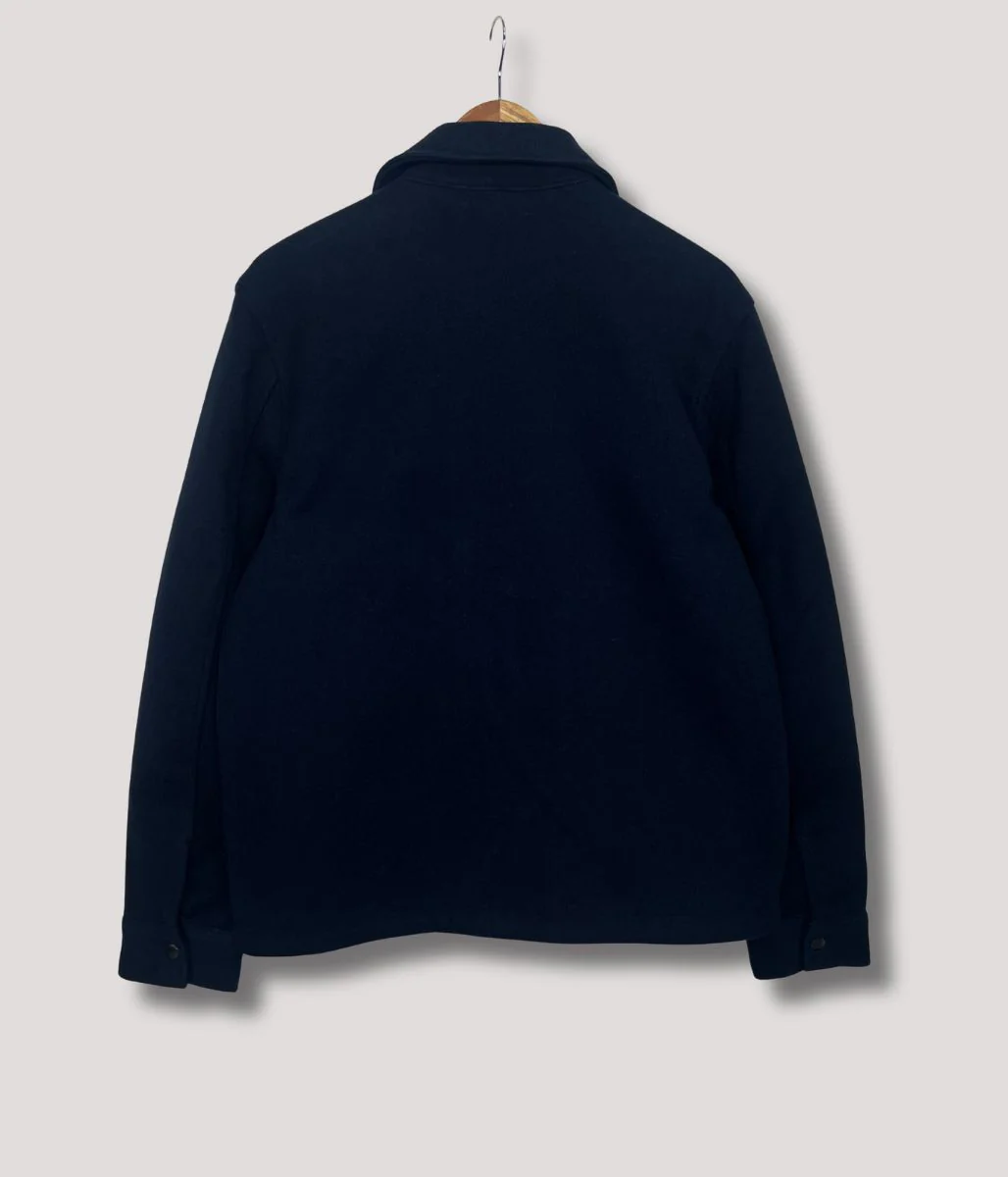 Mens Patch Pocket Zip Through Collared Navy Blue Jacket - Image 5