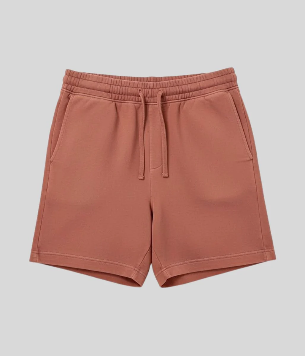 Mens Rust Relaxed Fit Garment Dyed Jersey Shorts - Image 3