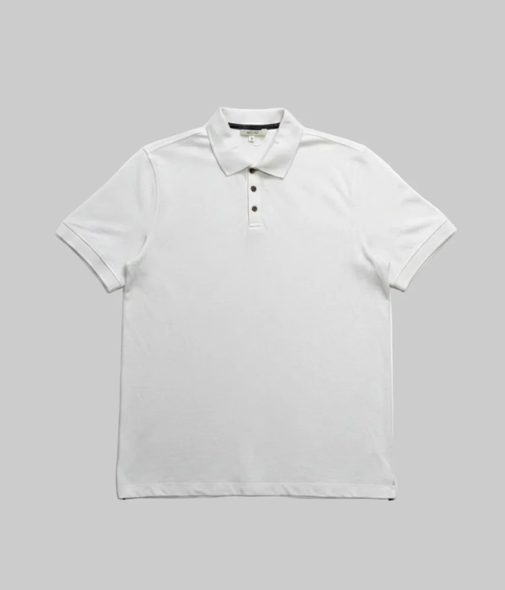 Mens White Cotton Polo Shirt