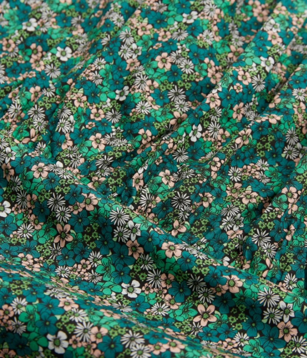Micro Ditsy Floral Print Green Blouse - Image 11