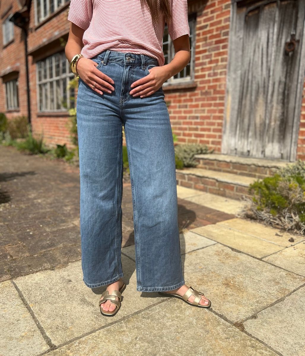 Mid Blue Slouchy Wide Leg Jeans - Image 2