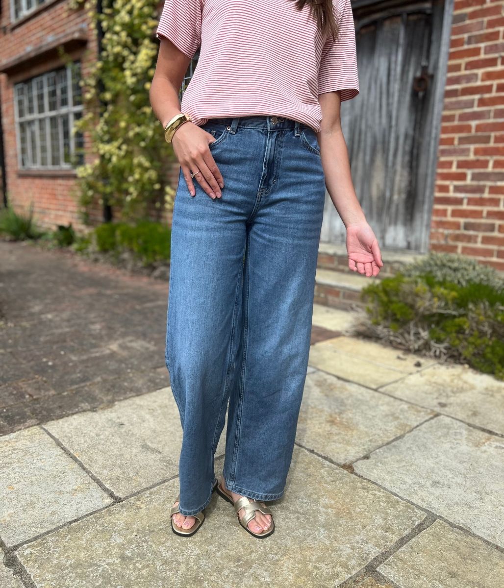 Mid Blue Slouchy Wide Leg Jeans - Image 7