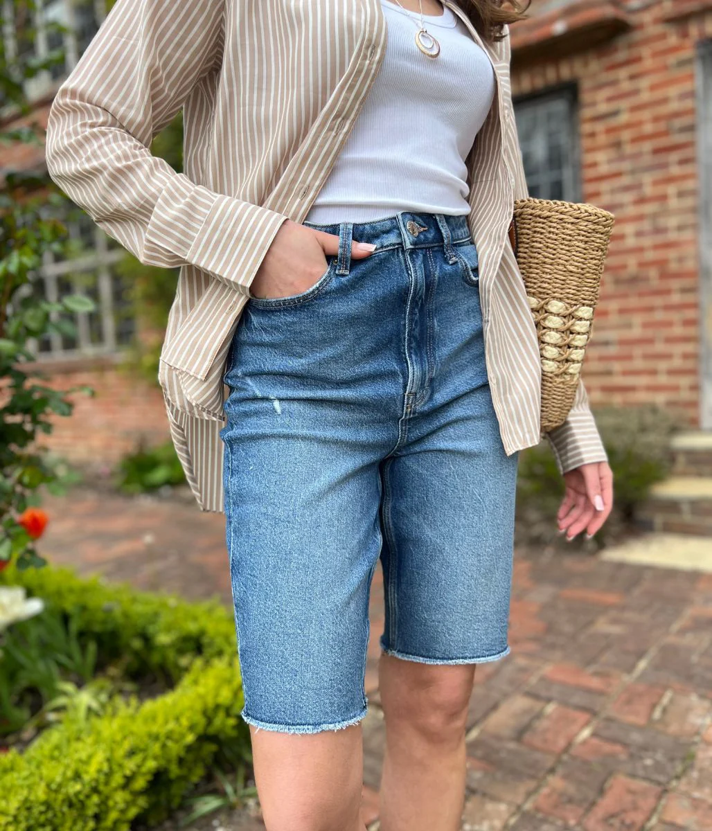 Mid Denim Bermuda Shorts - Image 3