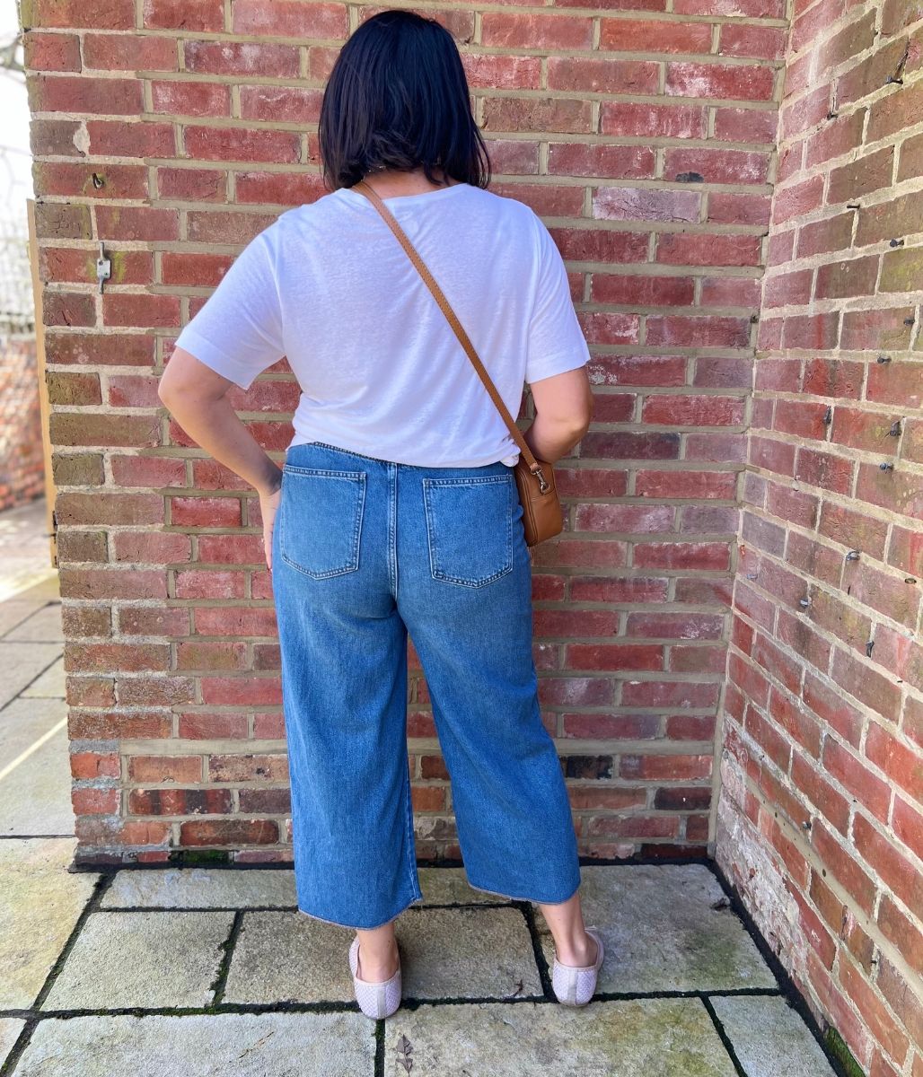 Mid Wash Wide Leg Cropped Jeans - Image 6