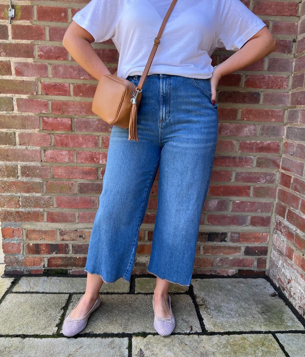 Mid Wash Wide Leg Cropped Jeans - Image 7