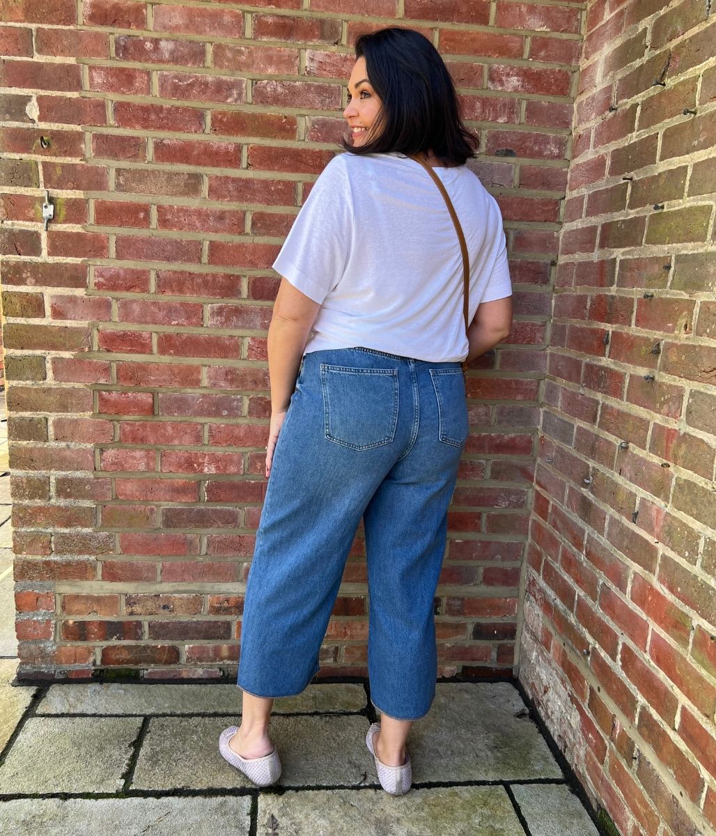 Mid Wash Wide Leg Cropped Jeans - Image 8