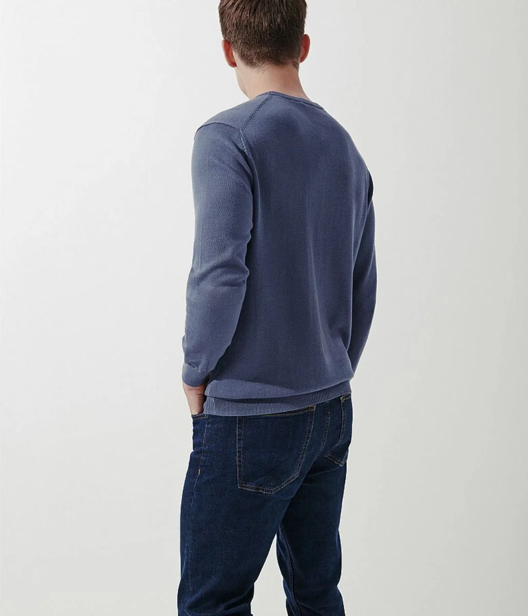 Midnight Blue Cotton Crew Neck Logo Jumper - Image 3