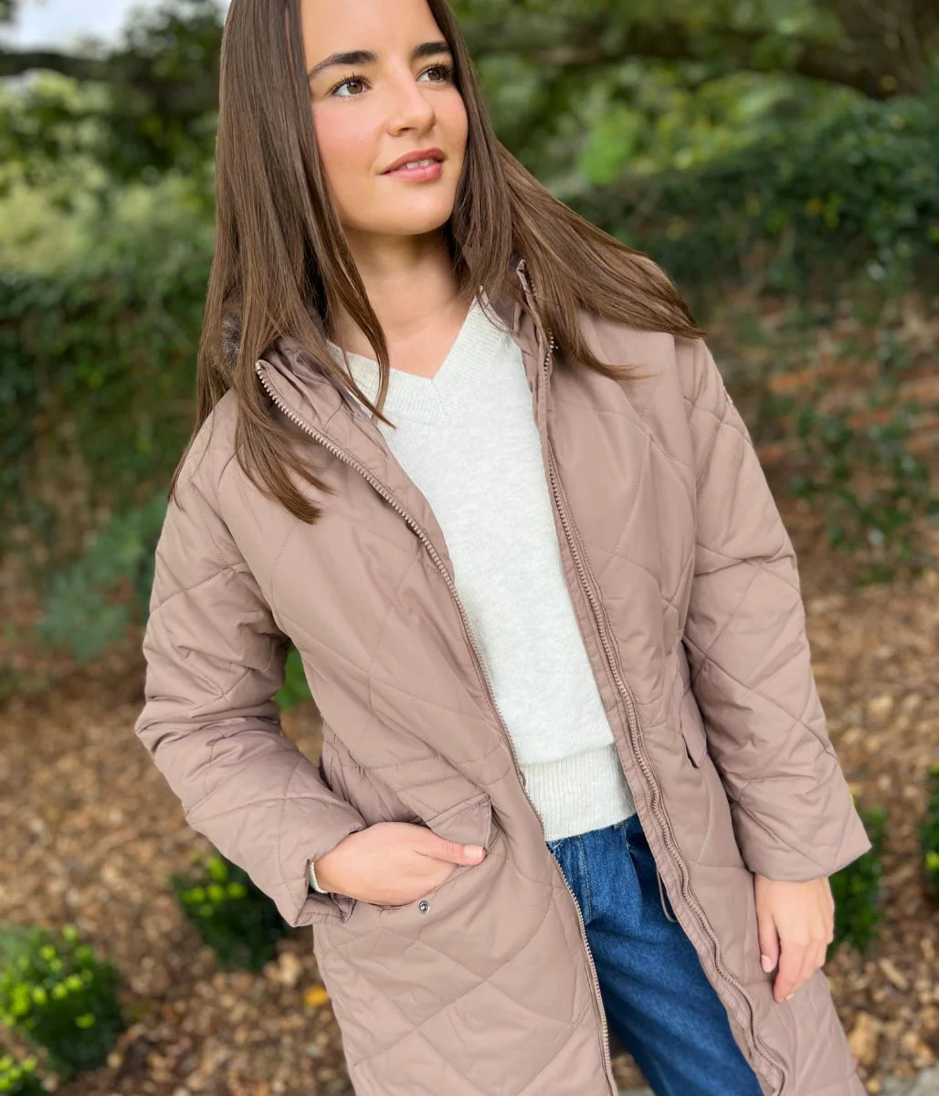Mocha Freyla Quilted Coat - Image 4