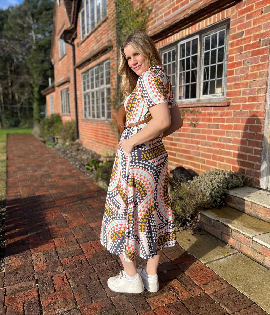 Mosaic Print Rua Jersey Midi Shirt Dress - Image 10