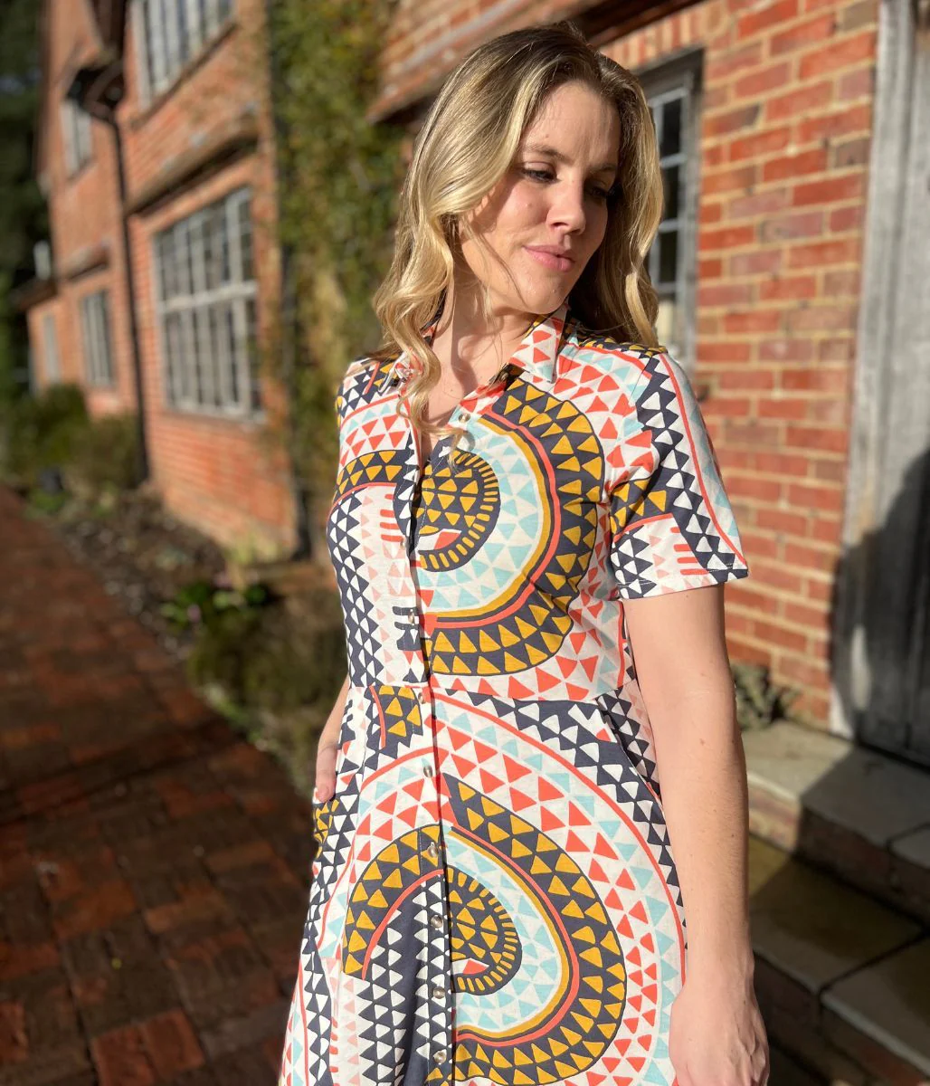 Mosaic Print Rua Jersey Midi Shirt Dress - Image 5