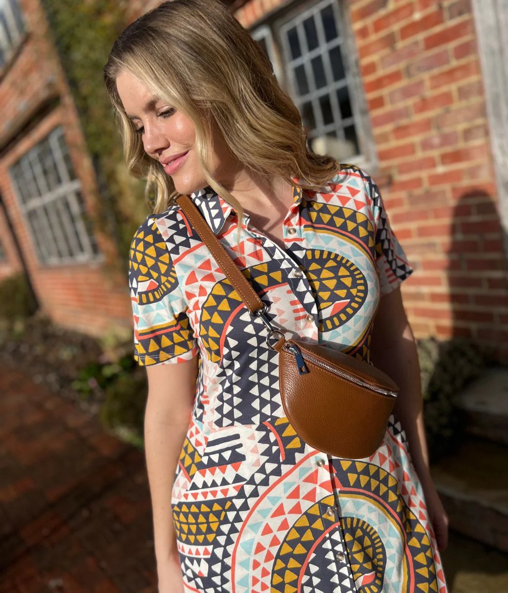 Mosaic Print Rua Jersey Midi Shirt Dress - Image 9
