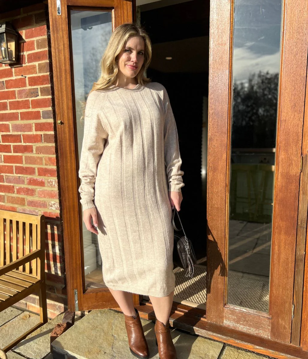 Natural Merino Wool Blend knitted Dress - Image 2
