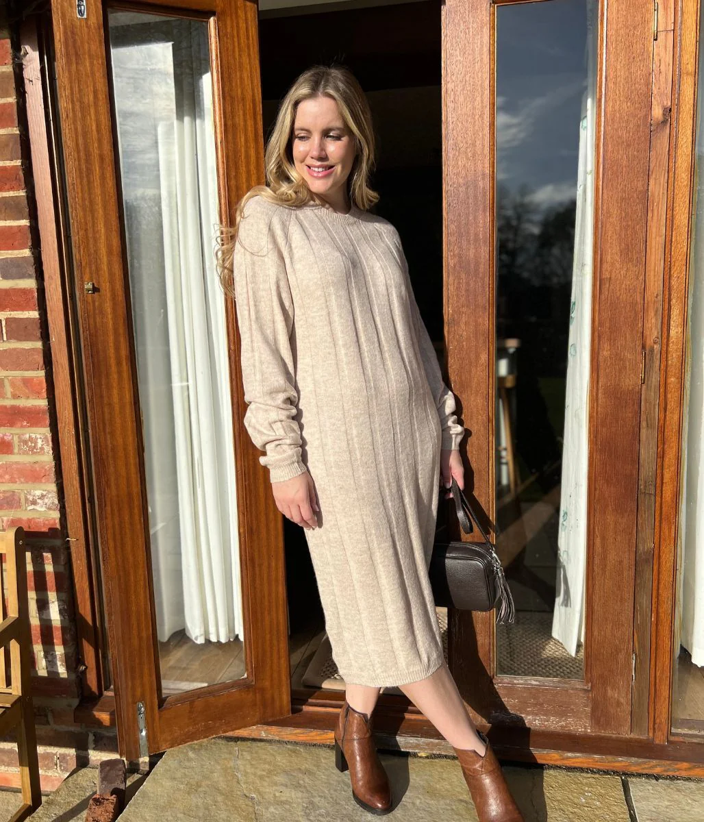 Natural Merino Wool Blend knitted Dress - Image 3