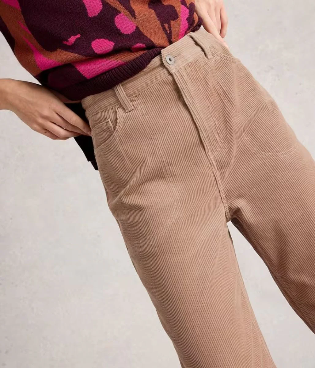Natural Tia Cord Wide Leg Crop Trousers - Image 2