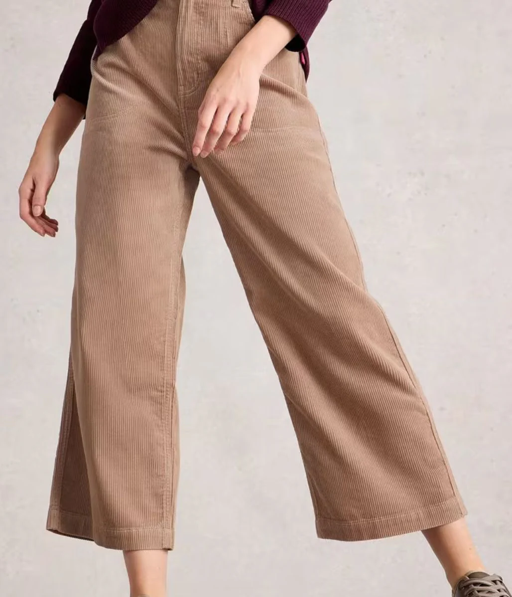 Natural Tia Cord Wide Leg Crop Trousers - Image 4