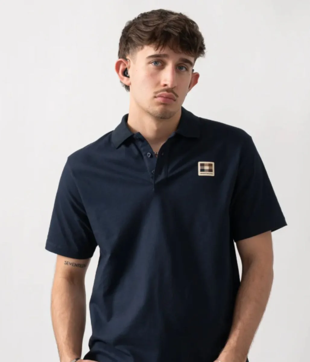 Navy Aquascutum Mens Pique Polo Shirt - Image 2