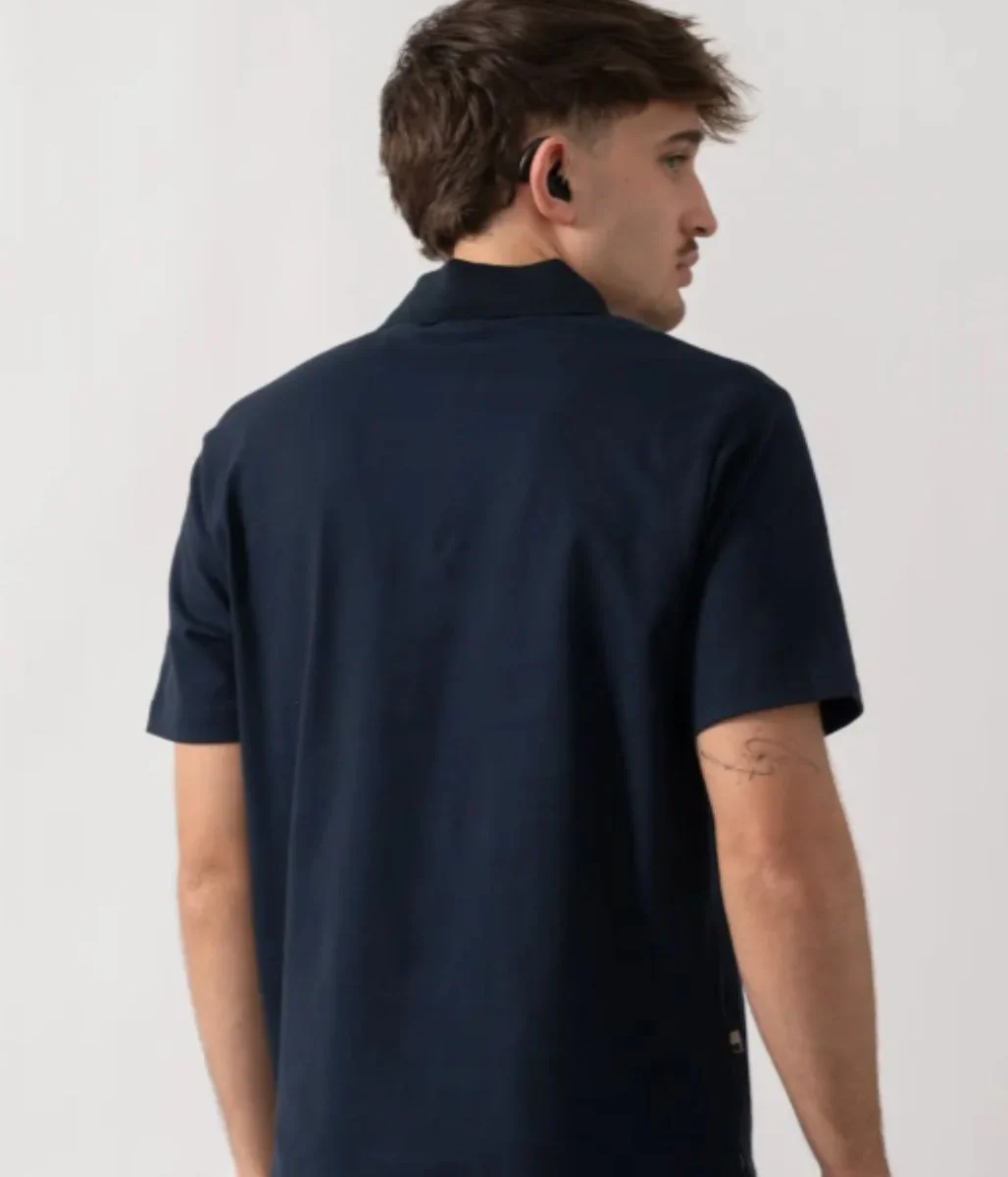 Navy Aquascutum Mens Pique Polo Shirt - Image 3