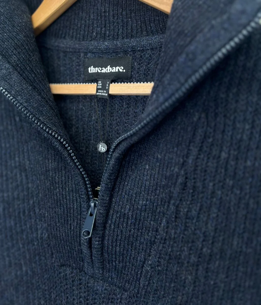 Mens Navy Blue Threadbare Barnhill Jumper - Image 3