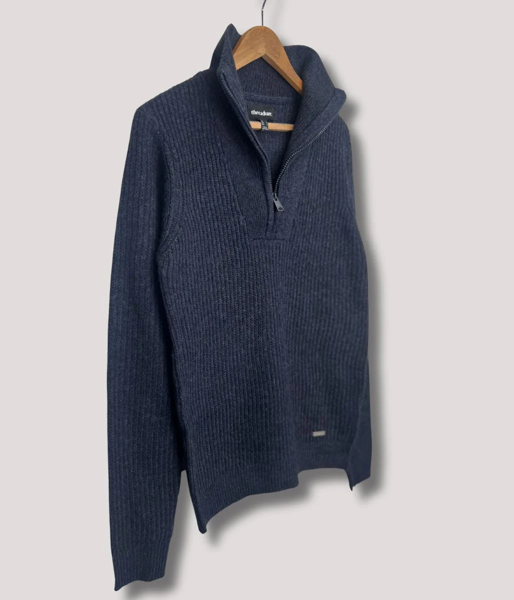 Mens Navy Blue Threadbare Barnhill Jumper - Image 4