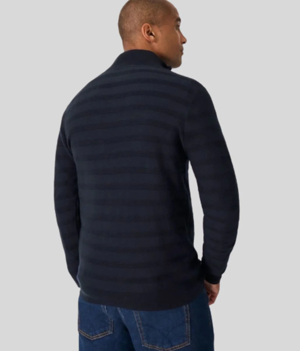 Navy Cashmere & Silk Blend 1/4 Zip Jumper - Image 4