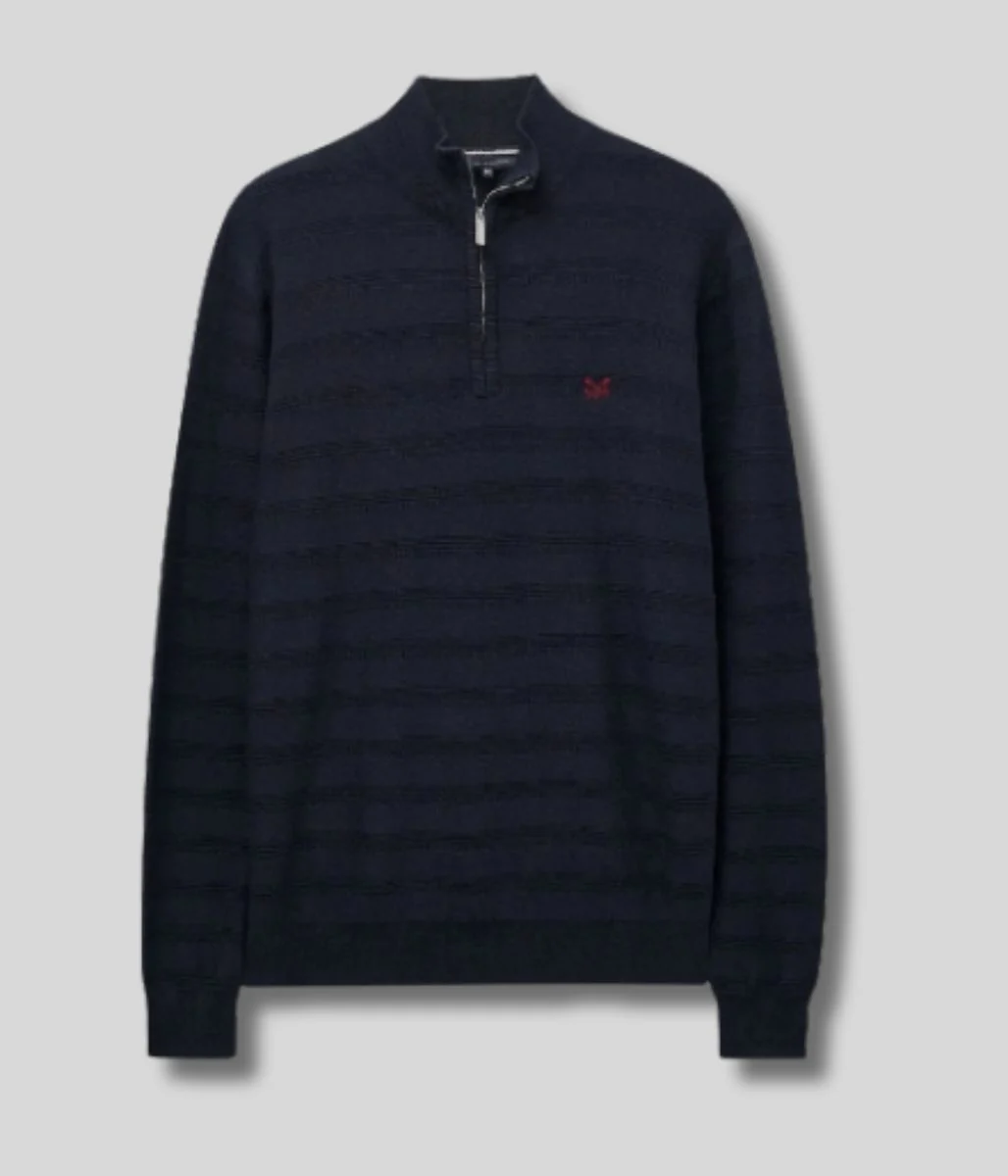 Navy Cashmere & Silk Blend 1/4 Zip Jumper - Image 5