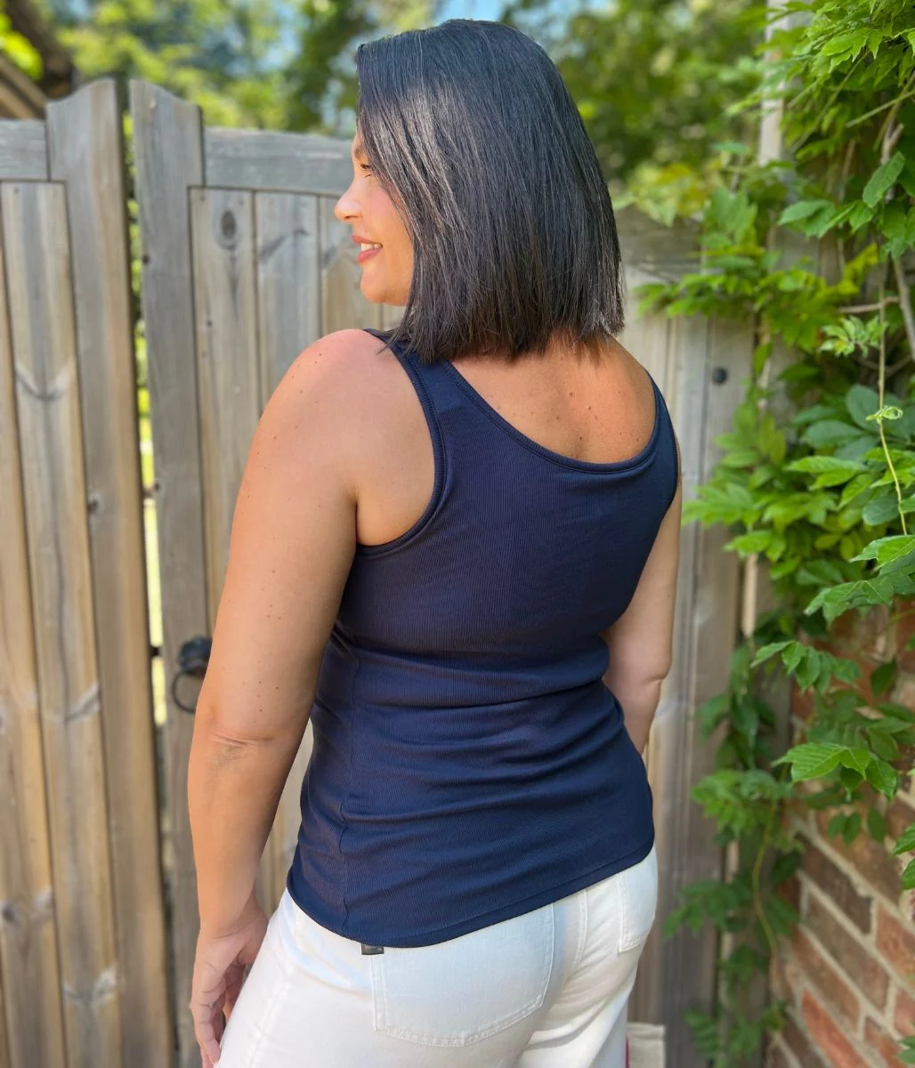 Navy Cotton Rich Secret Support Vest Top - Image 3