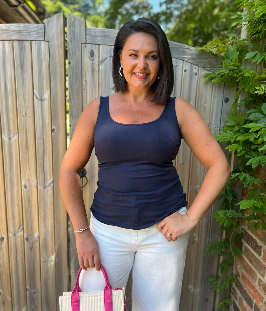 Navy Cotton Rich Secret Support Vest Top - Image 5