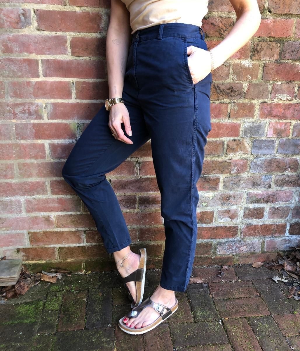 Navy Cotton Tapered Leg Chinos - Image 5