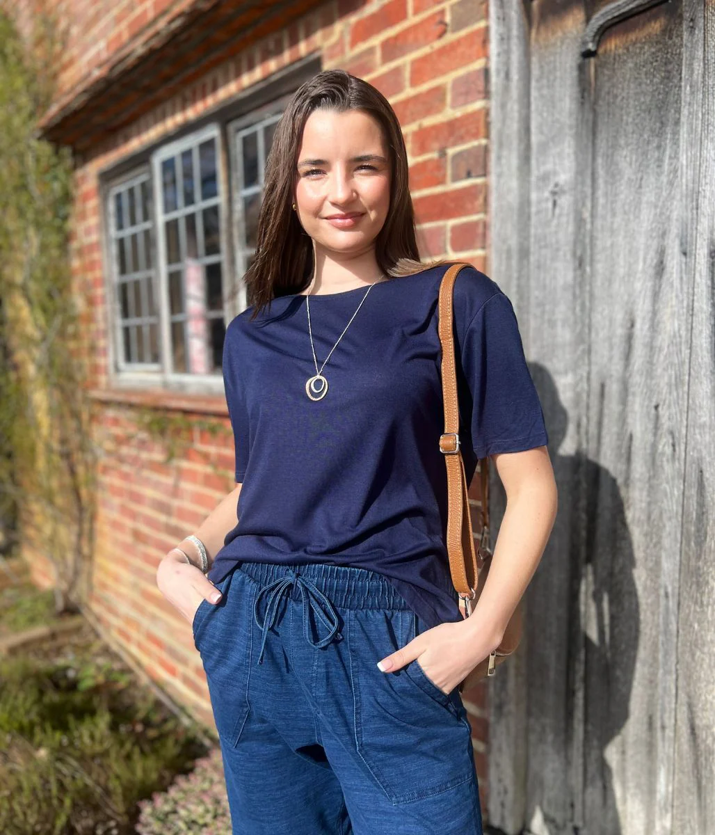 Navy Crew Neck Relaxed T Shirt - Image 3