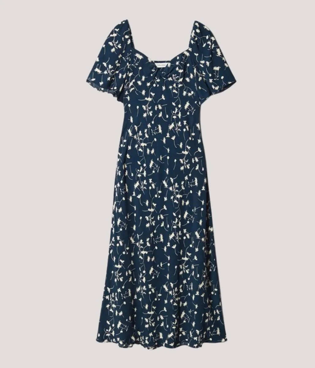 Navy Floral Nicoletta Midi Dress - Image 3