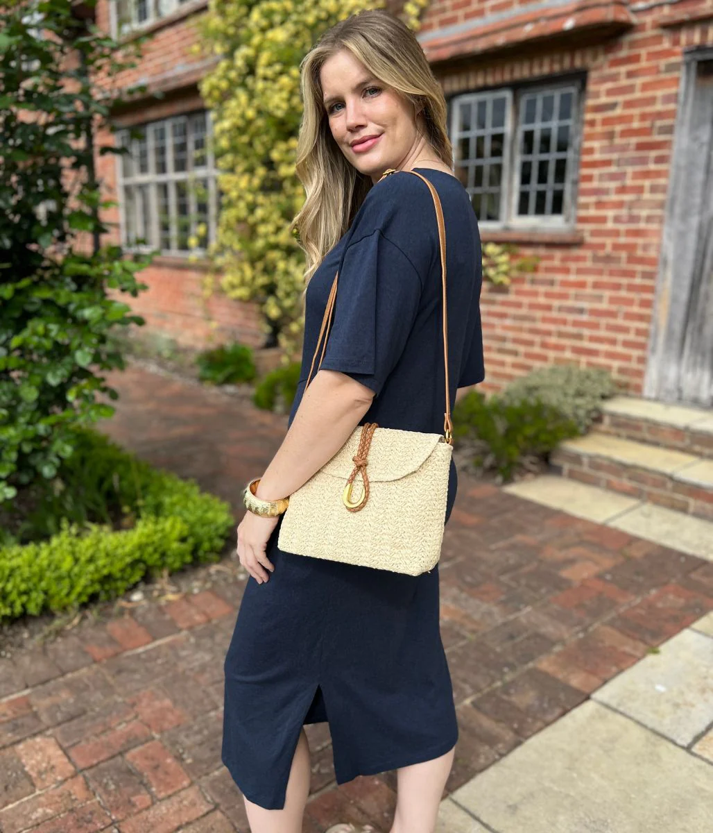Navy Jersey Twist T-Shirt Dress - Image 2