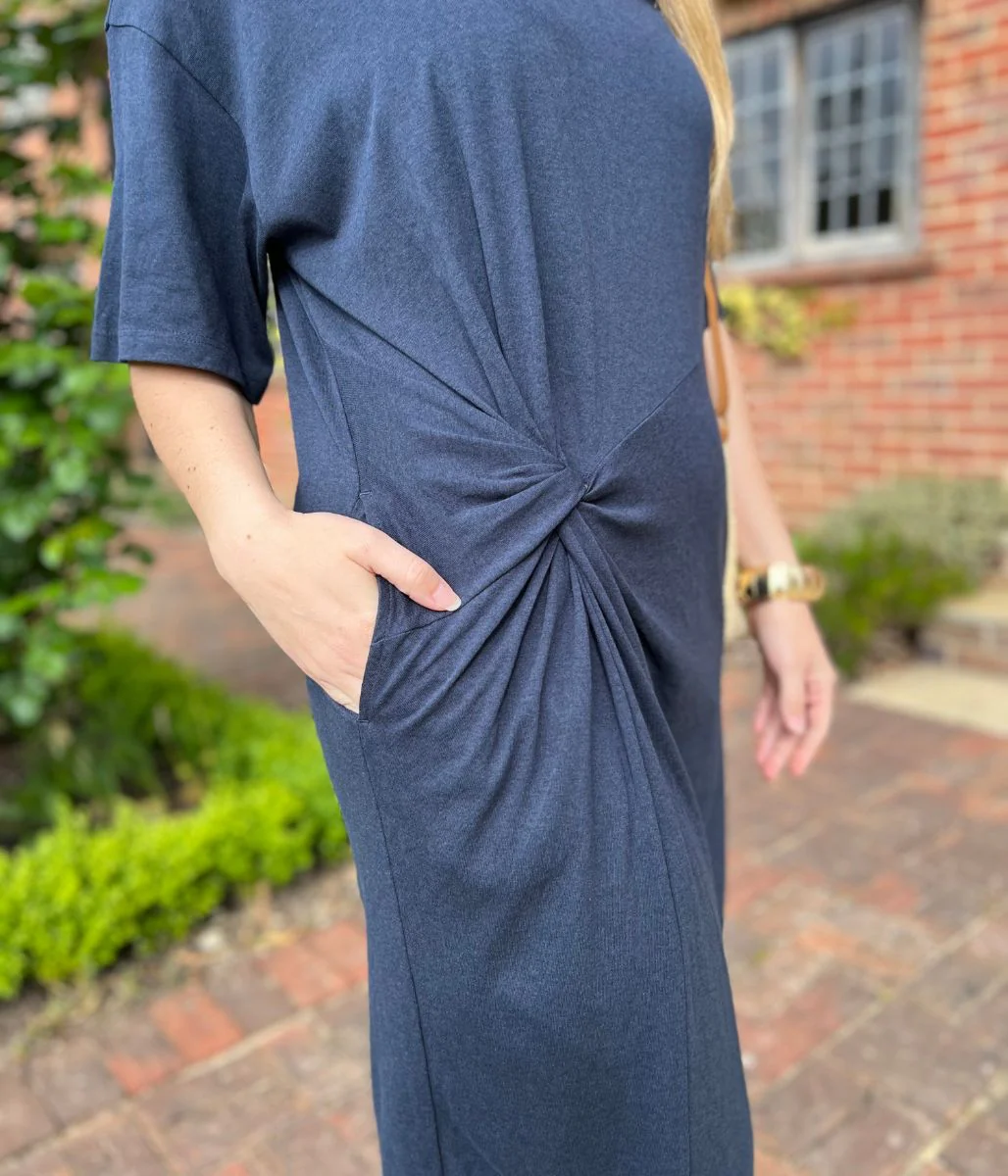 Navy Jersey Twist T-Shirt Dress - Image 6