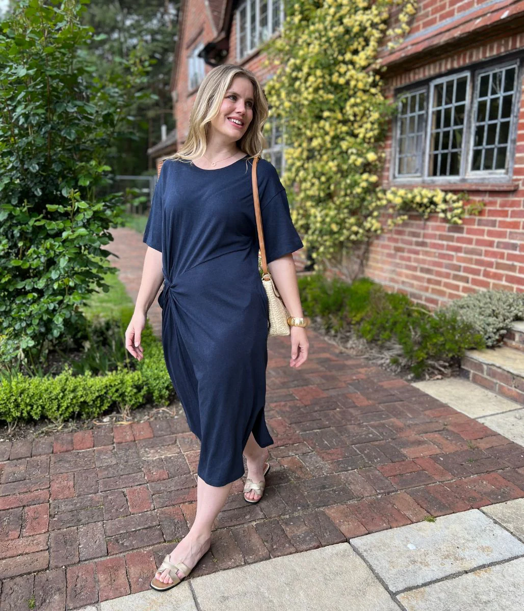 Navy Jersey Twist T-Shirt Dress - Image 7
