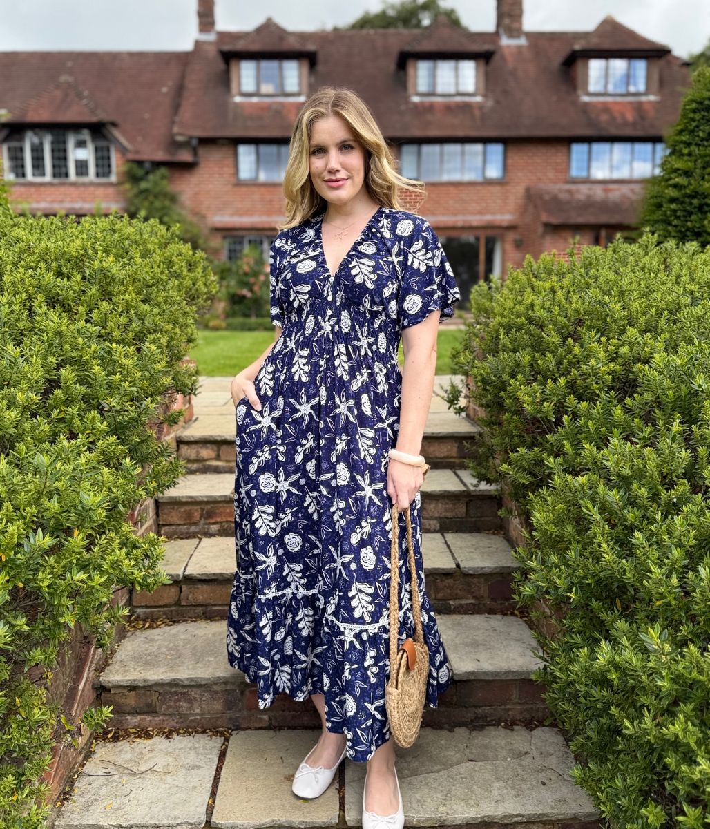 Navy Menorca Midi Dress - Image 5
