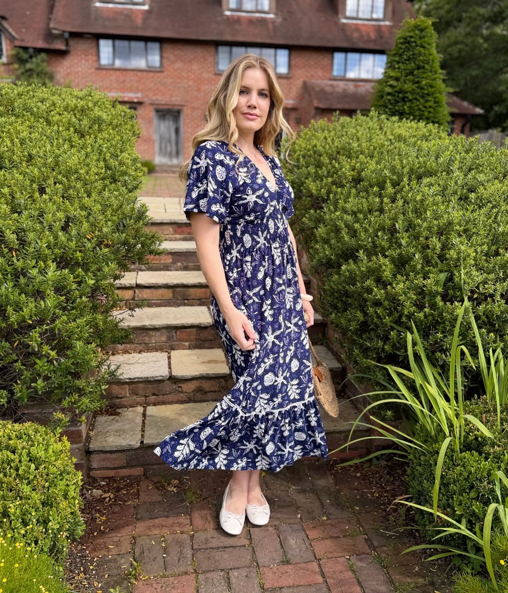 Navy Menorca Midi Dress - Image 7