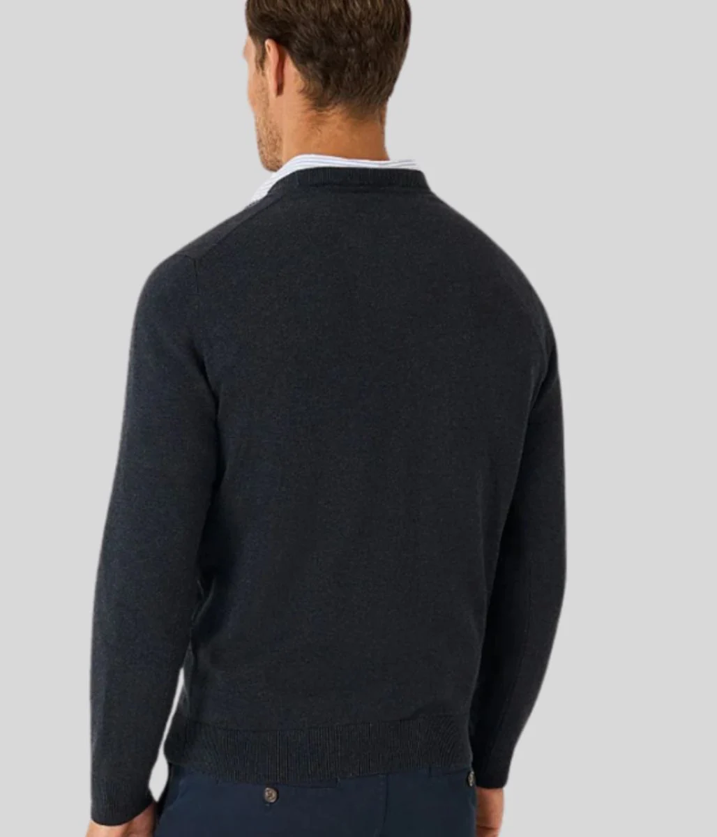Navy Mens Cotton Crew Neck Logo Jumper - Image 2
