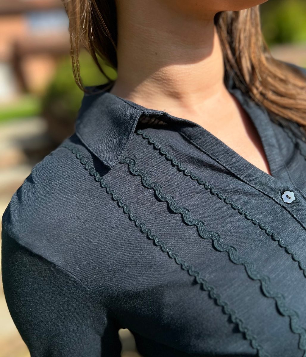 Navy Rick Rack Jersey Shirt - Image 5