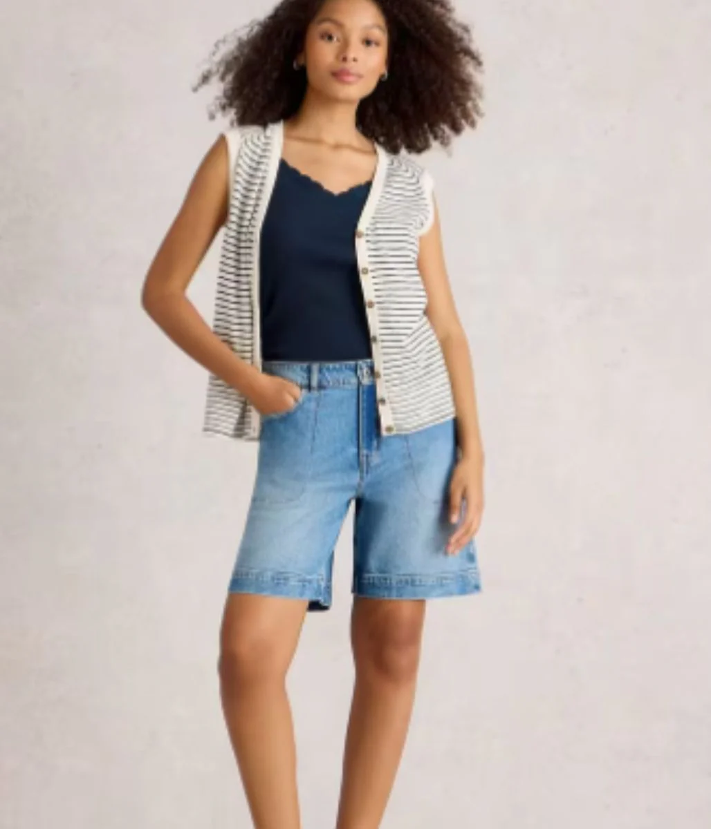 Navy Sea Breeze Lace Trim Vest Top - Image 3