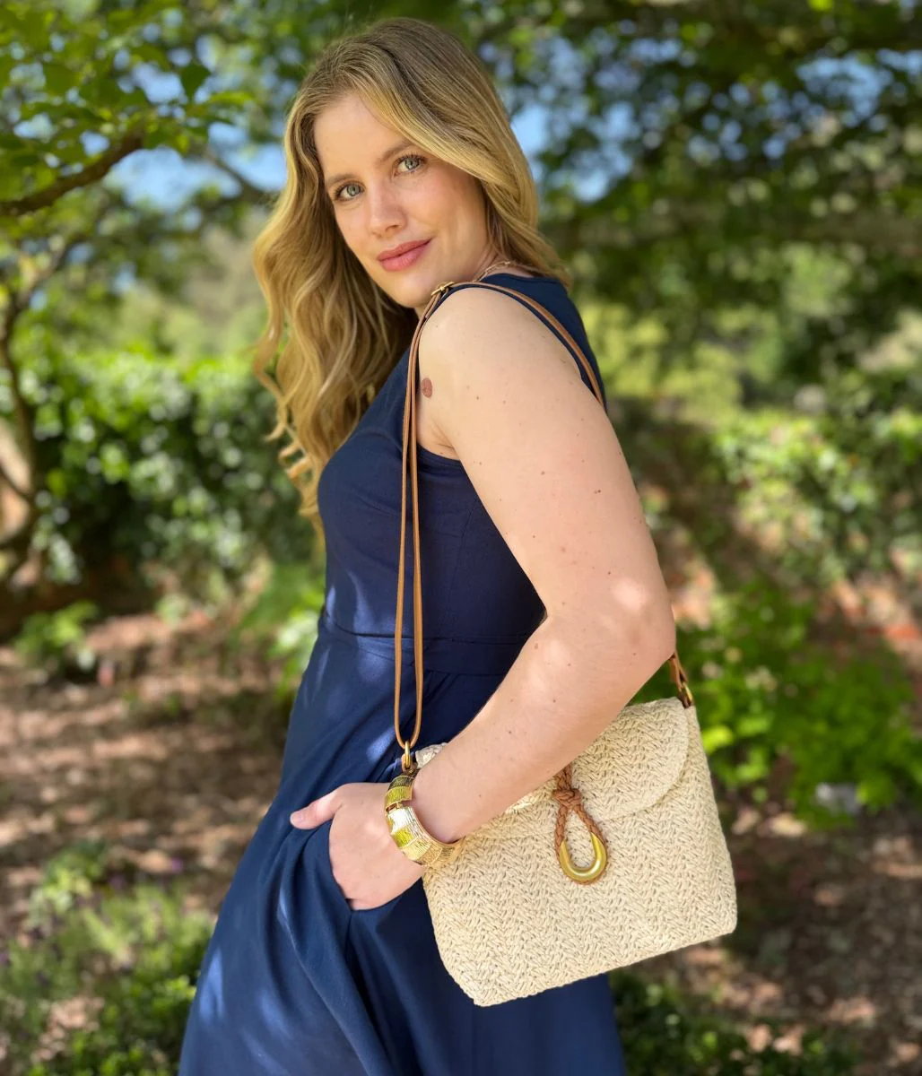Navy Sleeveless Belted Linen Blend Midi Dress - Image 8
