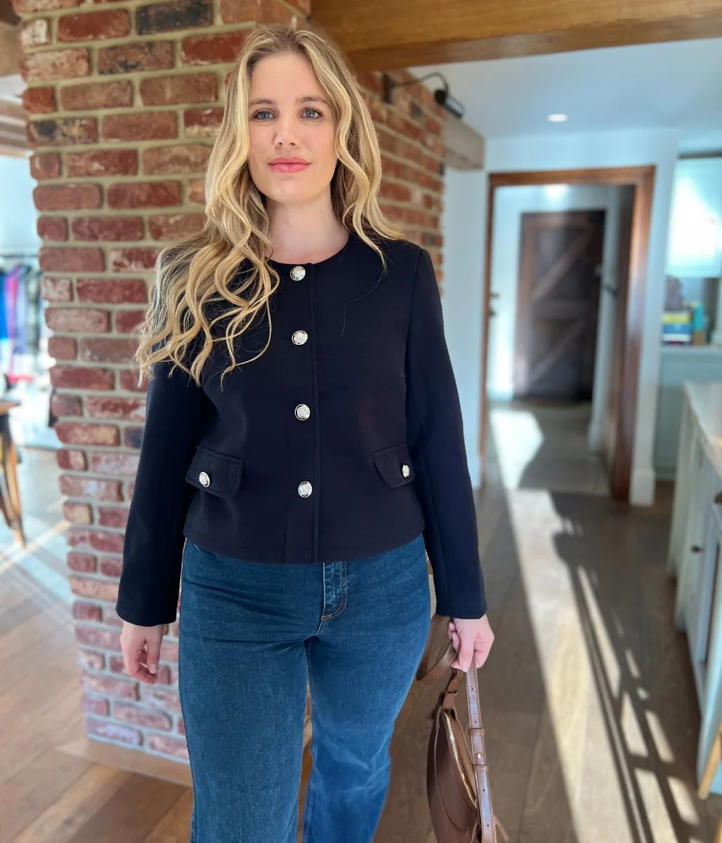 Navy Smart Tailored Buttoned Jacket - Image 4