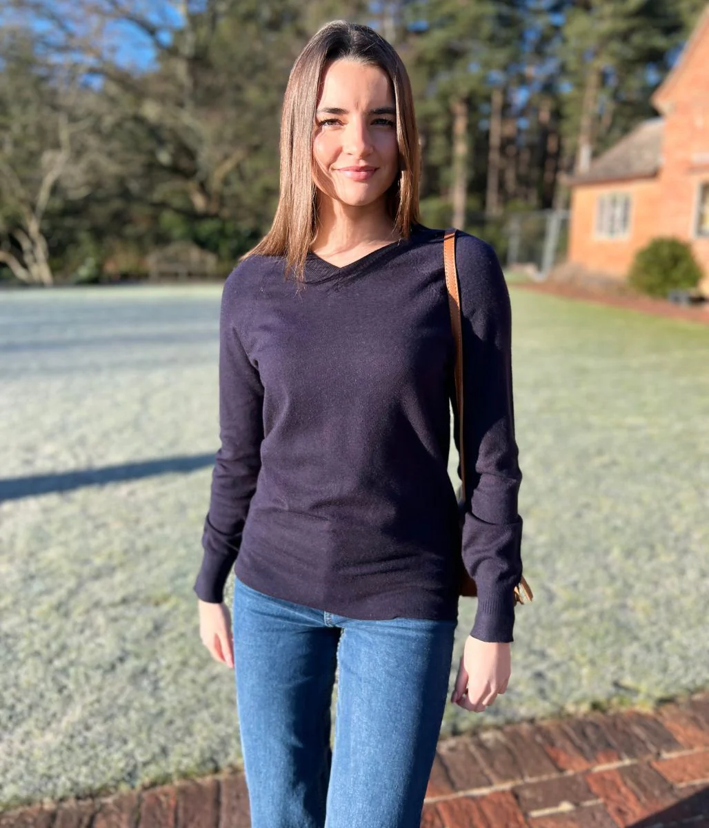 Navy Soft V Neck Jumper
