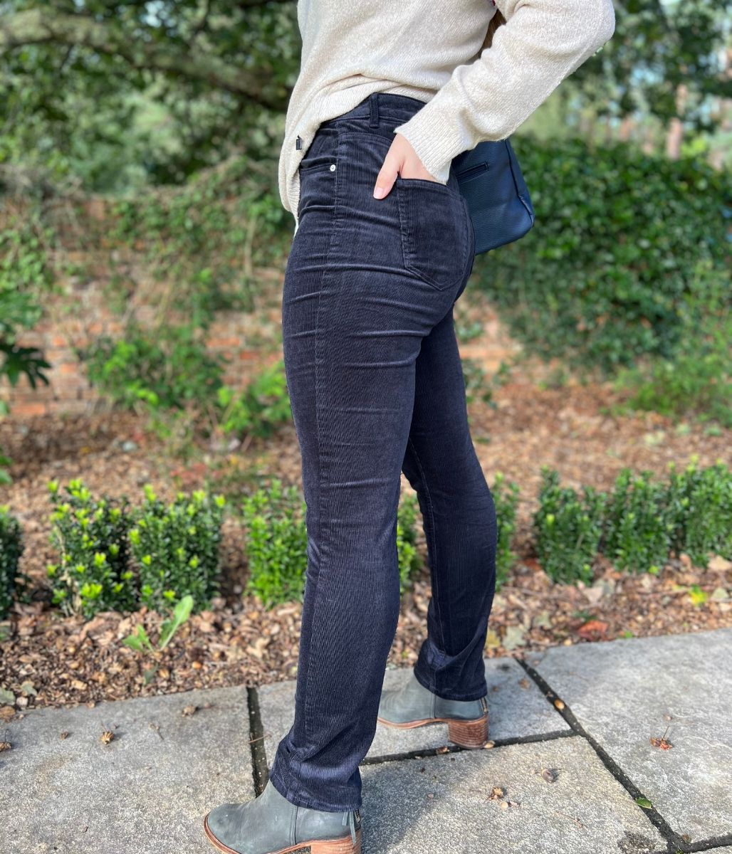 Navy Straight Leg Cord Trousers - Image 5