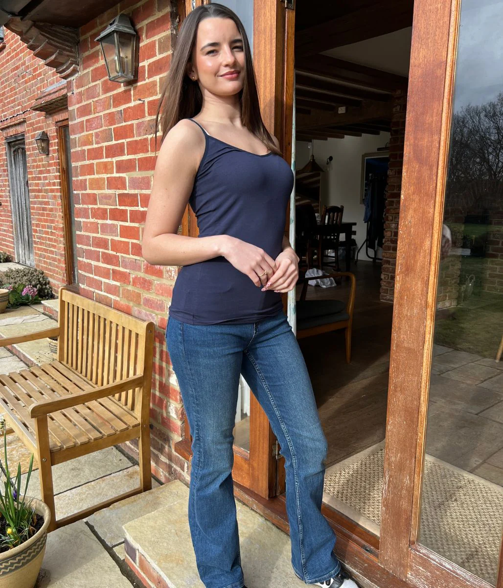 Navy V Neck Cami Top - Image 2