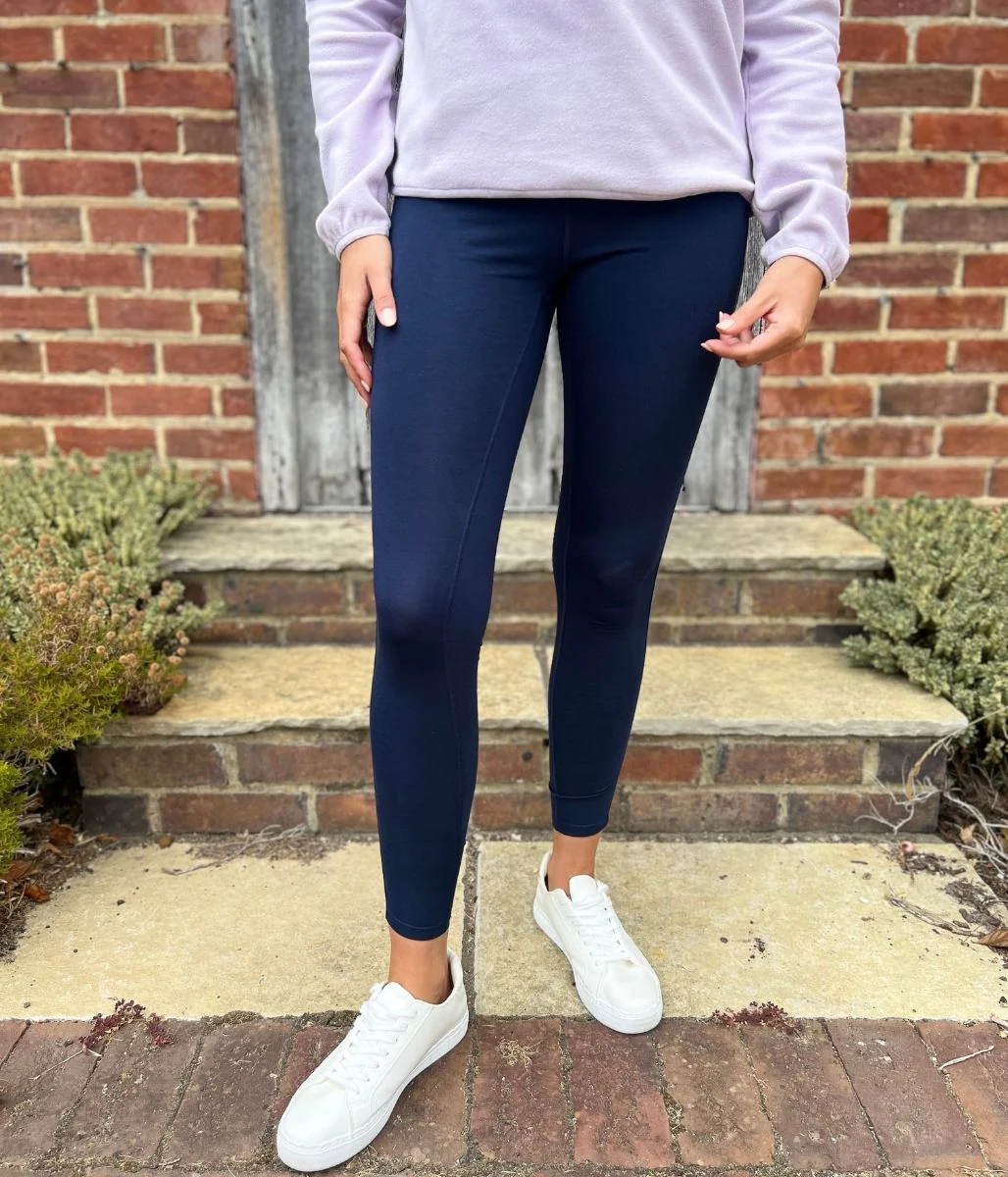 Navy White Stripe High Waisted Leggings - Image 5
