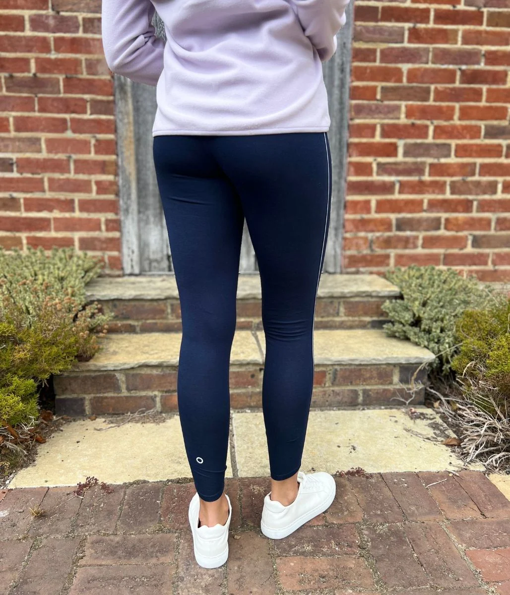 Navy White Stripe High Waisted Leggings - Image 7