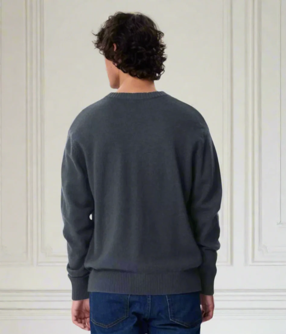 Navy Wool Blend Mens Jumper - Image 2