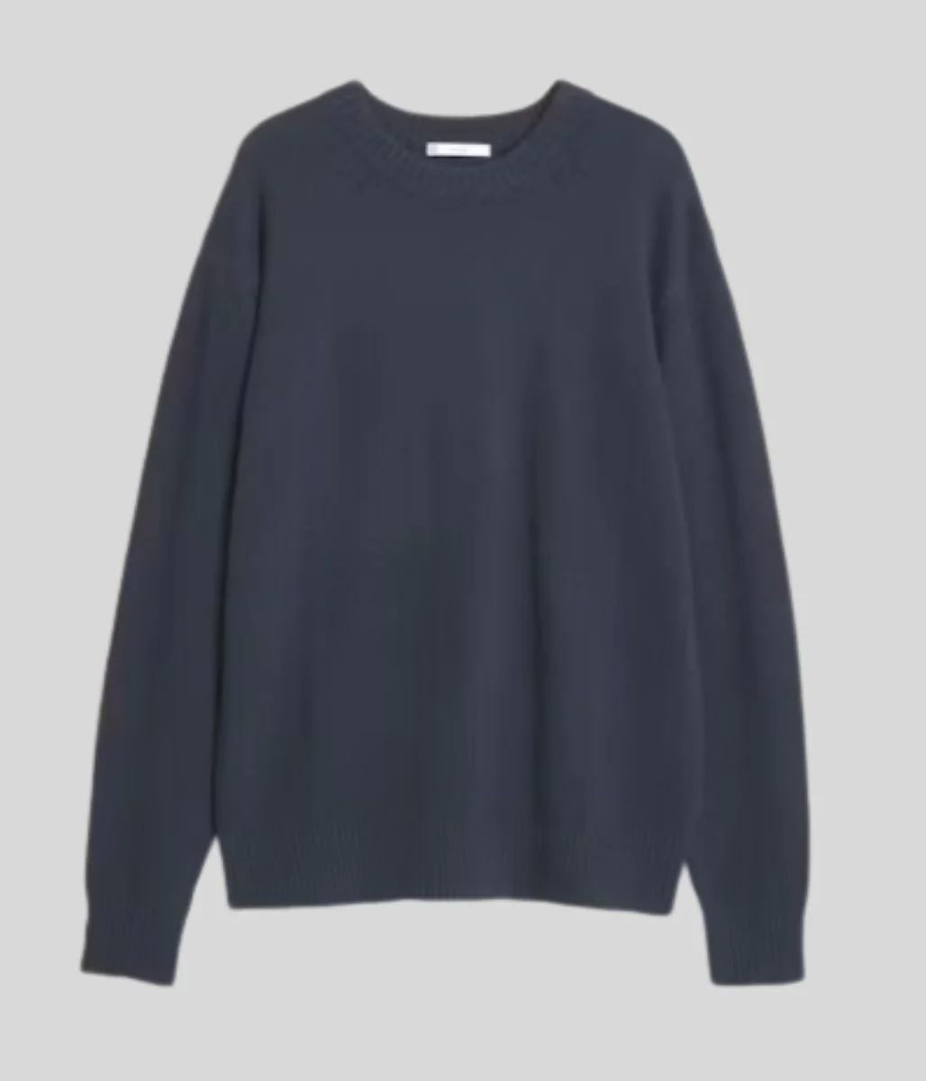 Navy Wool Blend Mens Jumper - Image 3