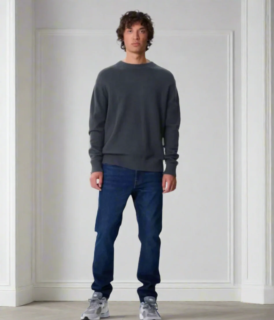 Navy Wool Blend Mens Jumper - Image 4